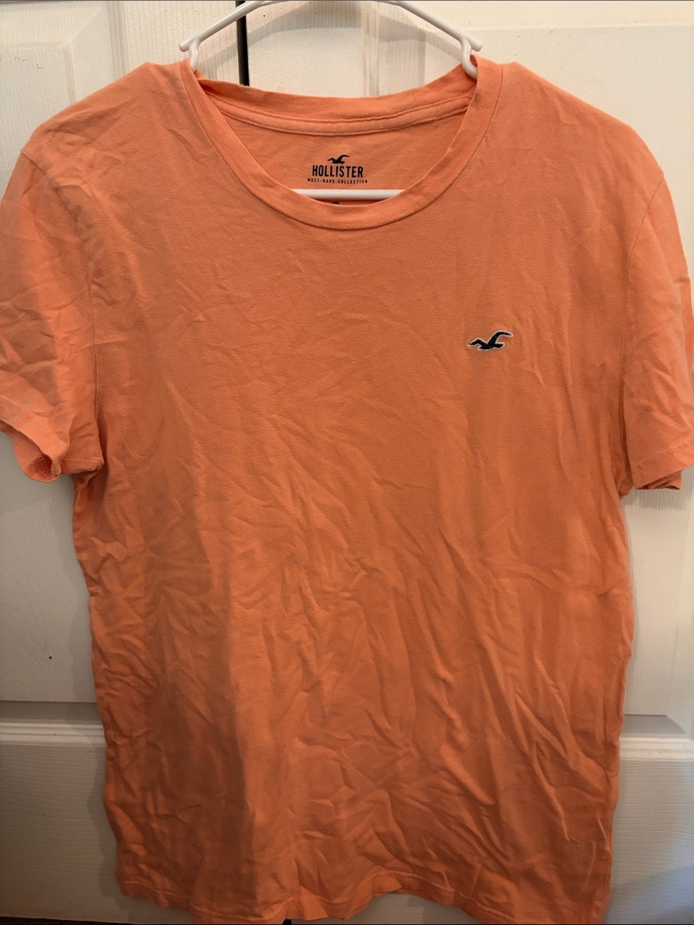 Hollister Men’s Short Sleeve Crew Tee — Coral Orange
